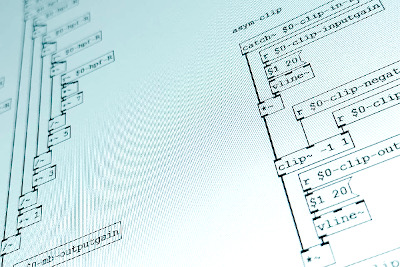 closeup of a pure data patch